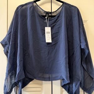blue silk chiffon overlay
side ties